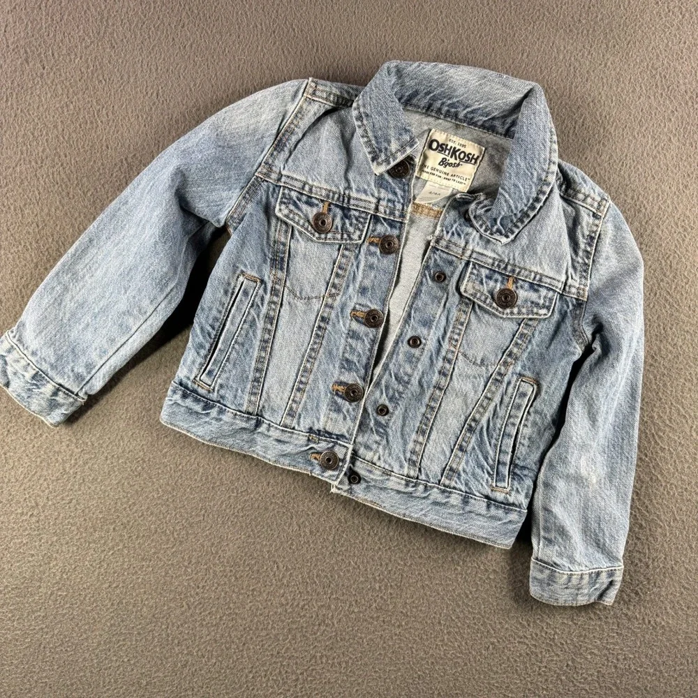 OshKosh B Gosh Jean Jacket Kid 4/4A Light Wash‎ Button Denim Boy Girl Western